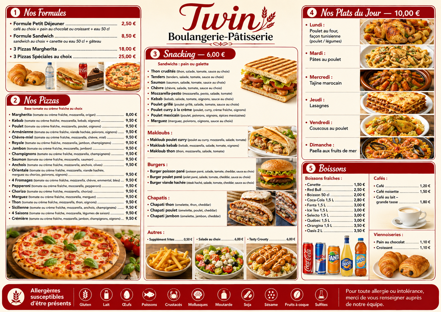 Menu complet Twin